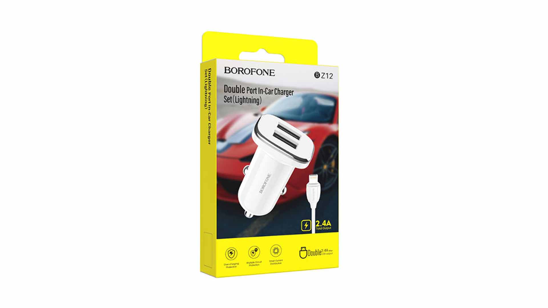 BOROFONE BZ12/ кабель Lightning/ 2USB/ 2.4A/ Белый