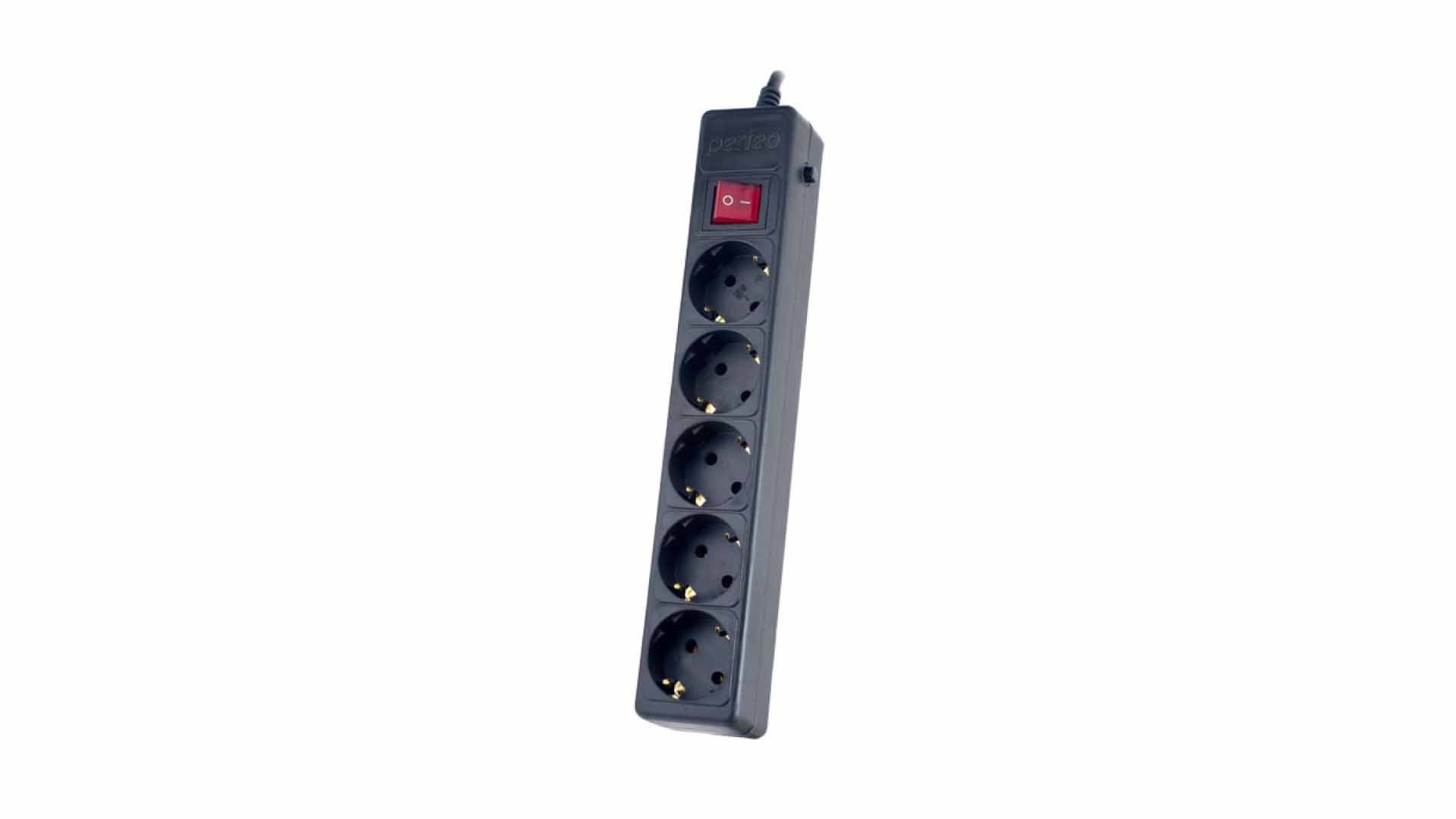 Perfeo сетевой фильтр "POWER+", 3,0м, 5 розеток, черный (PF-PP-5/3,0-B)