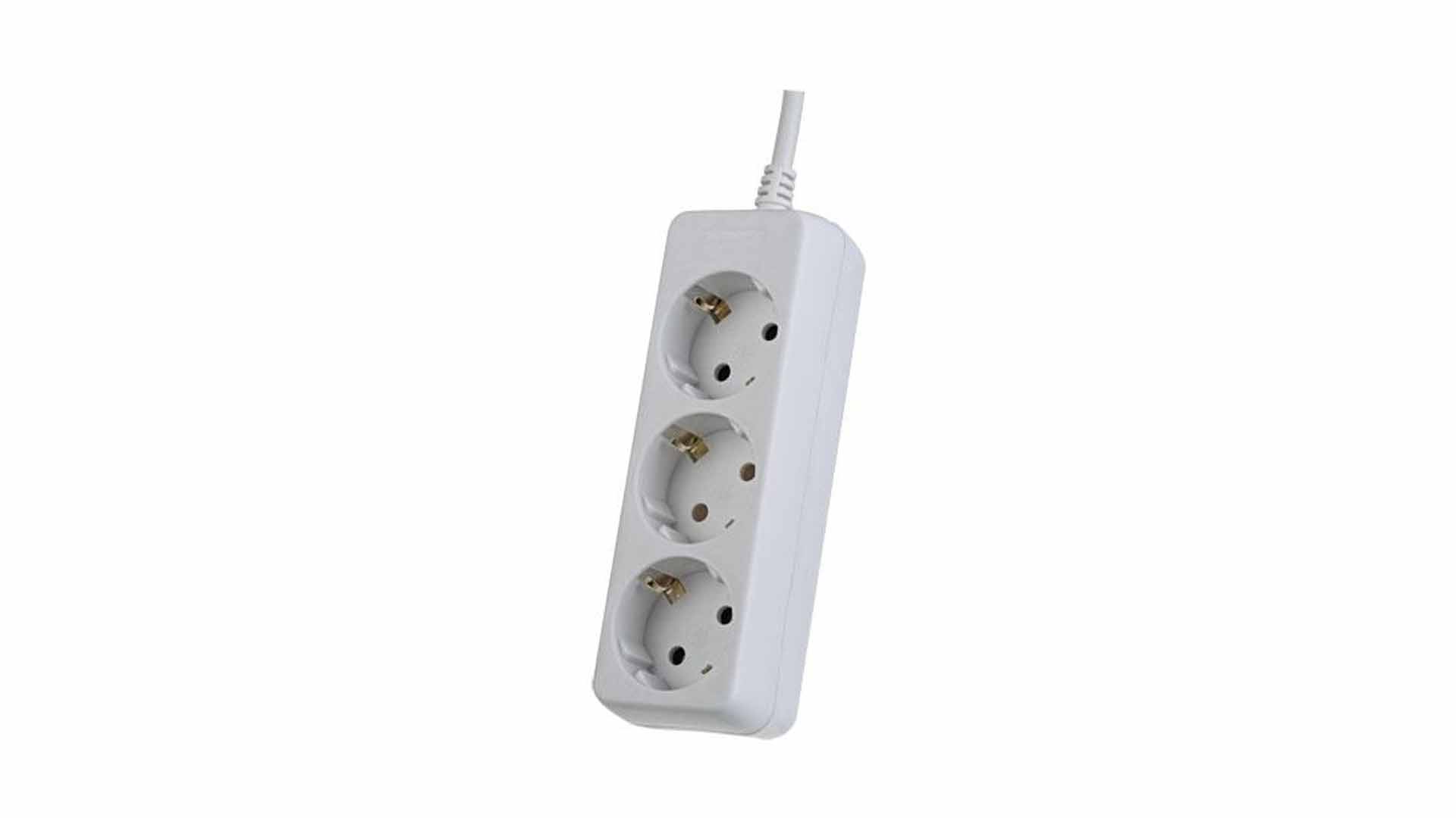 Perfeo сетевой удлинитель с заземлением "POWERMATE", 5,0м, 3 розетки, белый (PF-PE-3/5,0-W)