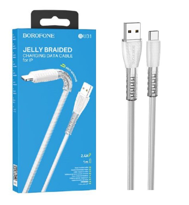 BOROFONE BU31 MicroUSB 1.0M 2.4A плоский серебряный