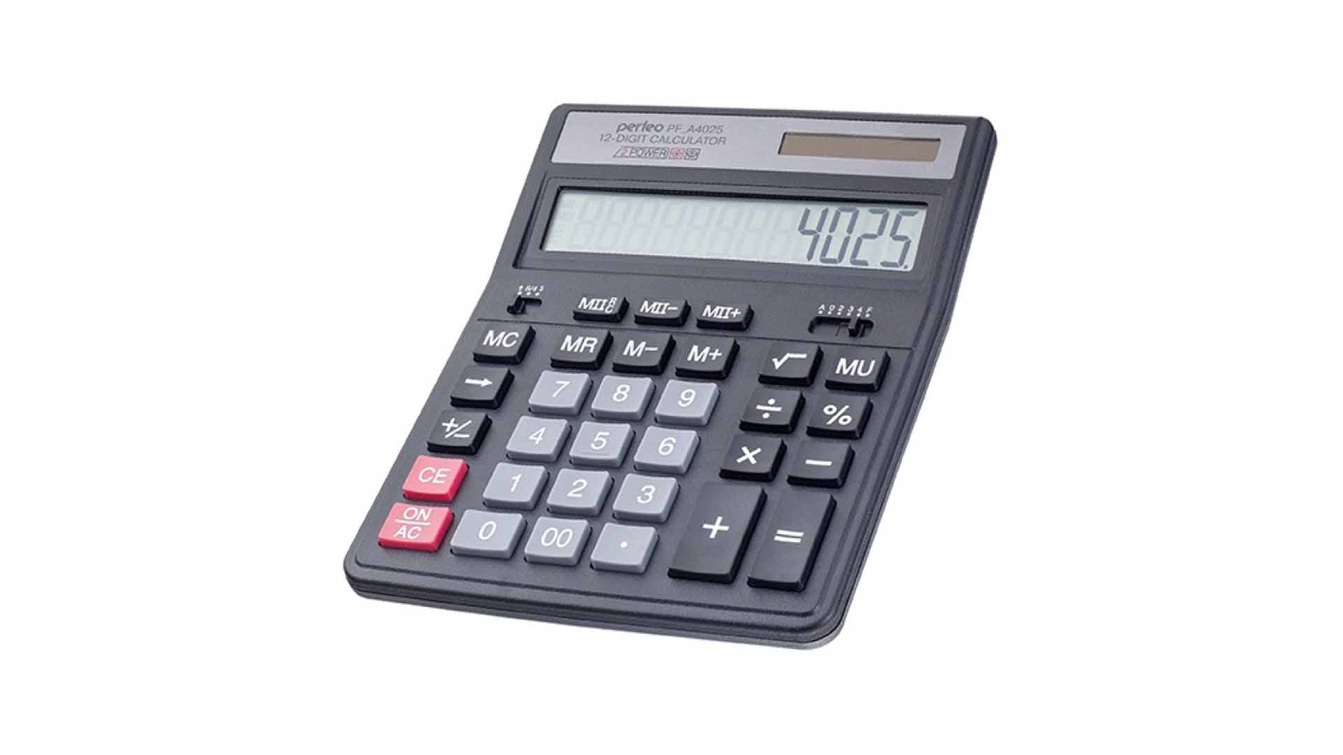 Калькулятор Perfeo PF_A4025, бухгалтерский, 12-разр., Черный