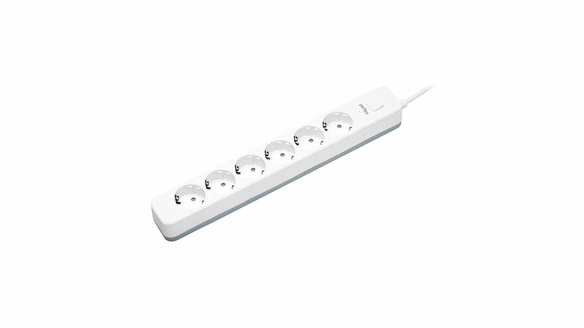 Сетевой фильтр Perfeo "POWER STREAM", 2500W, 1,5м, 6 розеток, Белый.