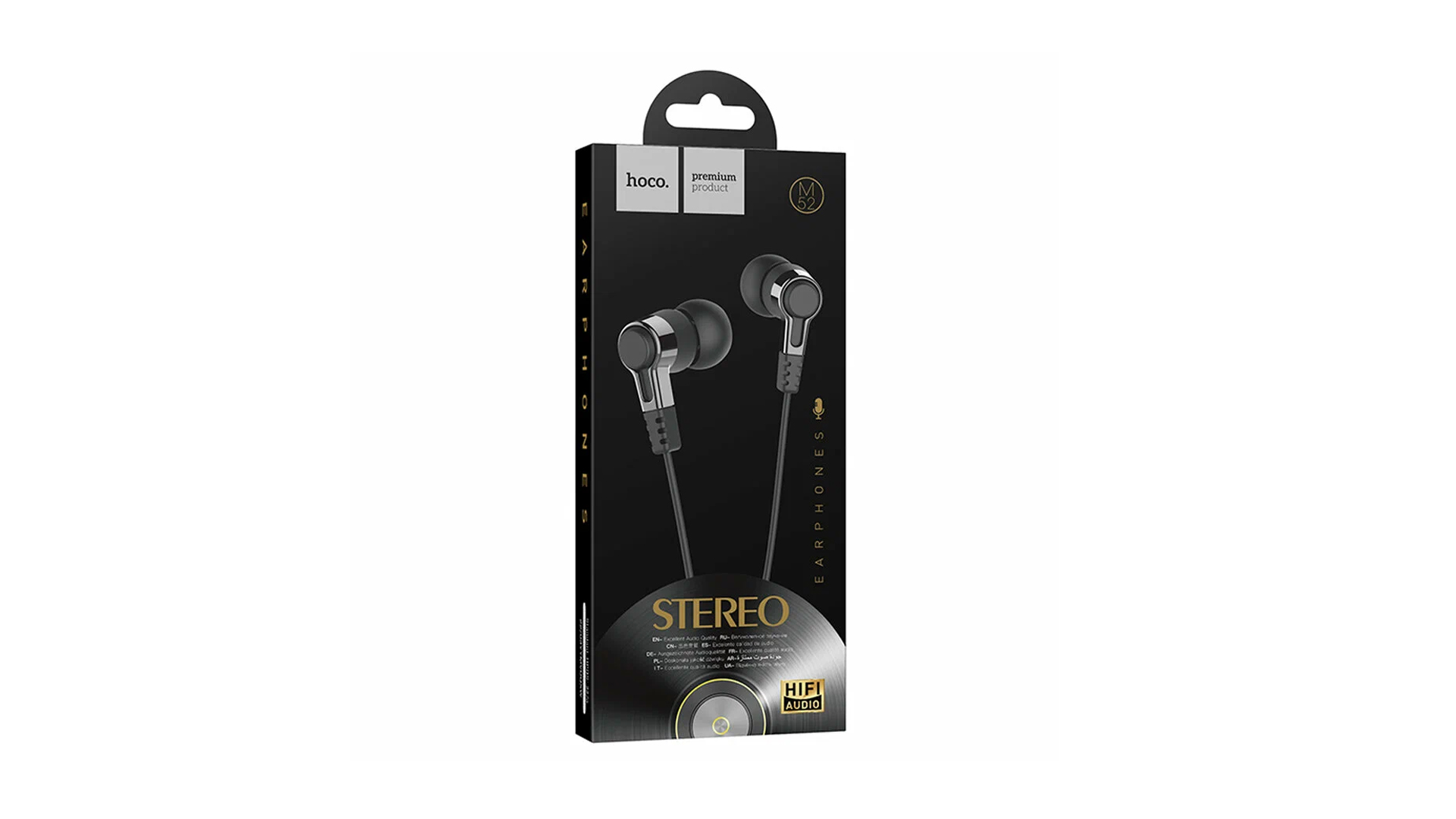 Наушники HOCO M52/ Внутриканальные/ Регулировка громкости/ 1,2м/ Угловой Jack 3.5mm/ ЧерныйНаушники