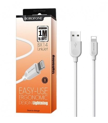 BOROFONE BX14/ USB - Lightning/ 1м/ 2.4A/ ПВХ/ Белый