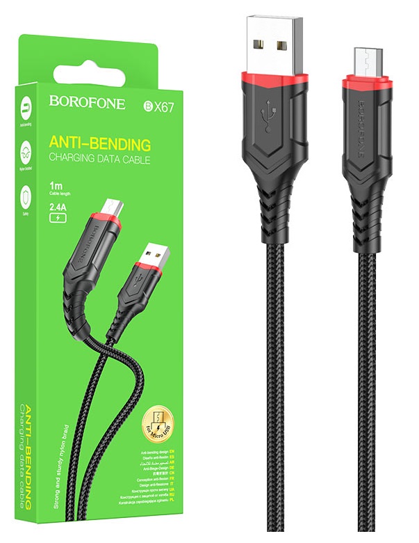 BOROFONE BX67 MicroUSB 1.0м круглый 2.4A  черный