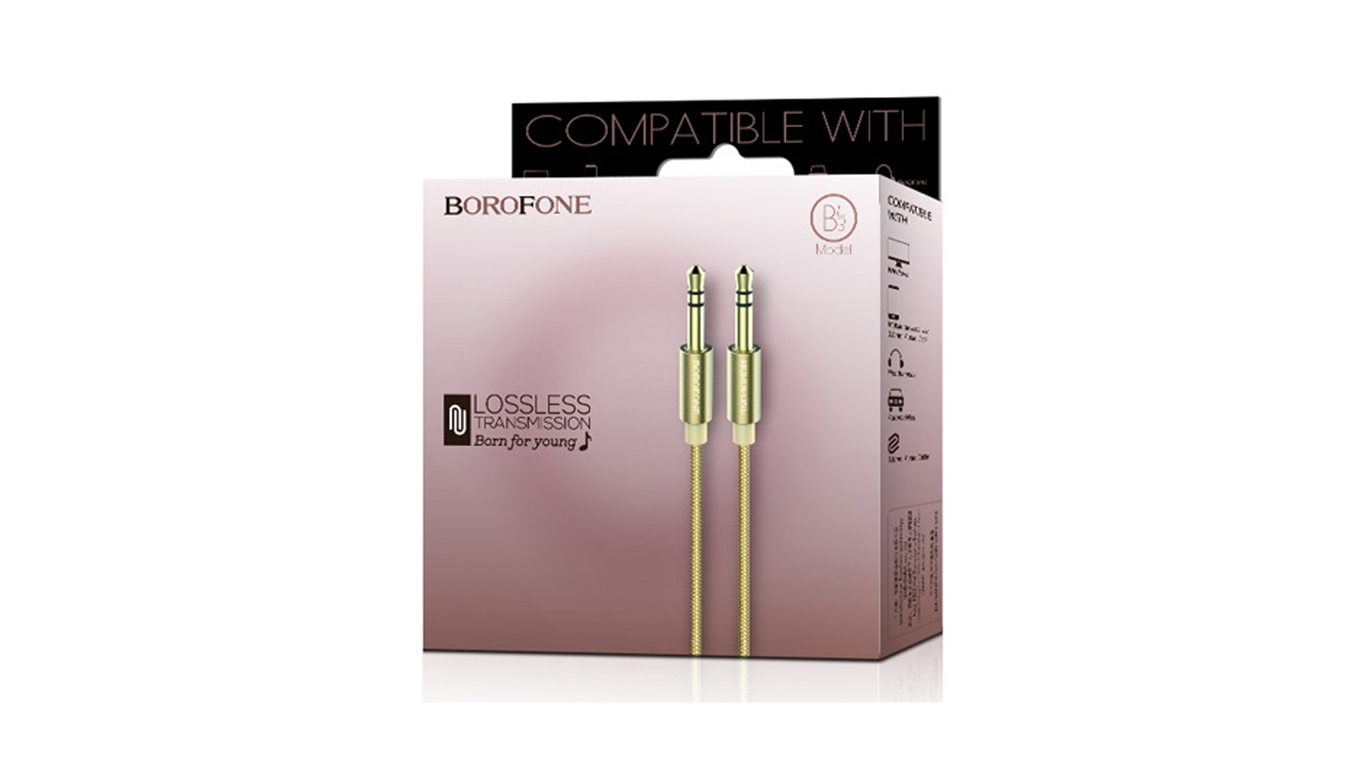 BOROFONE BL3/ AUX/ 1м/ 3pin/ Нейлон/ Золотой