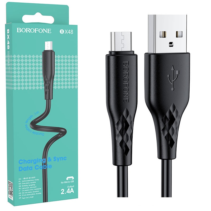 BOROFONE BX48 MicroUSB 1.0м круглый 2.4A  черный