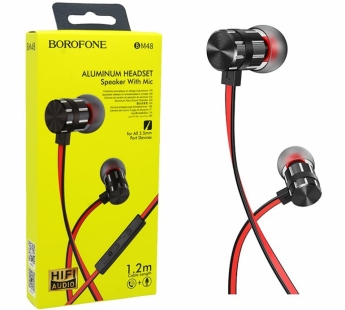 BOROFONE BM48/ Внутриканальные/ Регулировка громкости/ 1,2м/ Jack 3.5мм/ Плоский кабель/ Черный