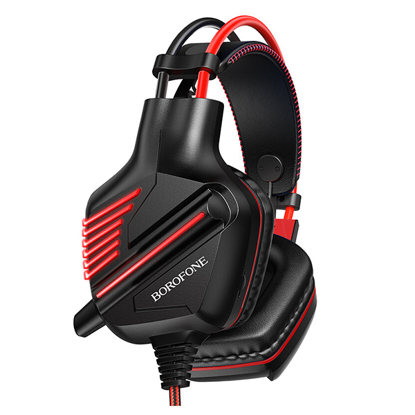 BOROFONE BO101/ Игровая гарнитура/ Подсветка/ 3,5мм/ 2м/ USB/ Красный
