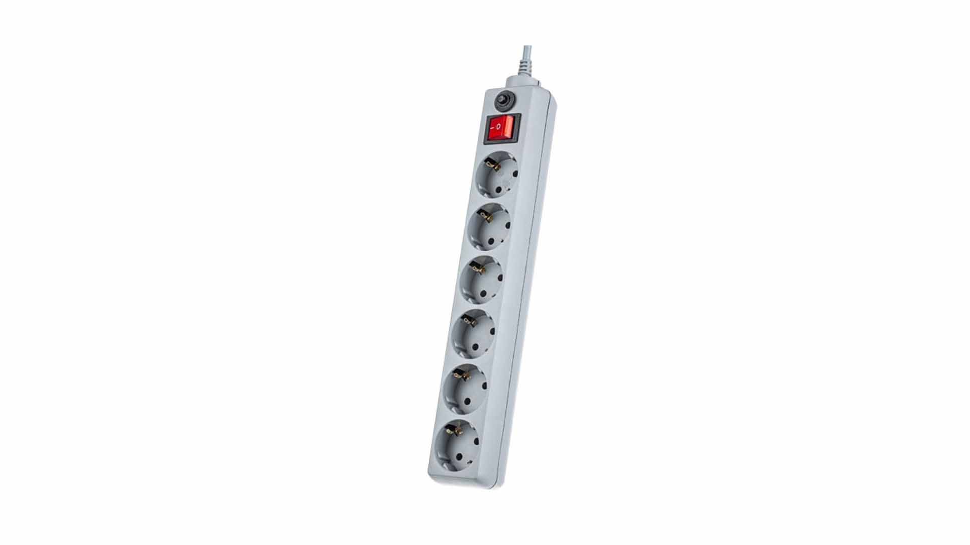 Perfeo сетевой фильтр "POWER+", 5,0м, 6 розеток, серый (PF-PP-6/5,0-G)