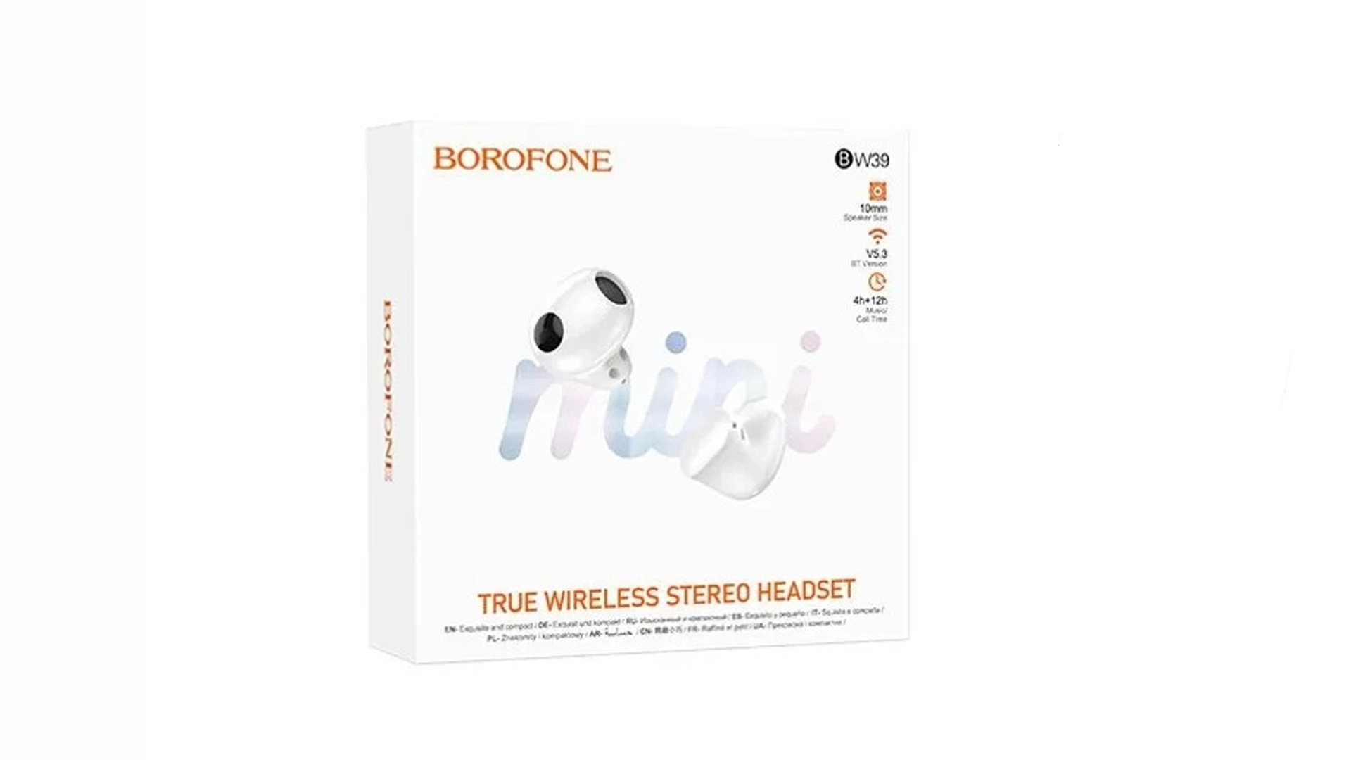 Наушники беспроводные BOROFONE BW39/ Вкладыши/ Чехол 300mAh/ 3,5 часа музыки/ BT 5,3/ Белый