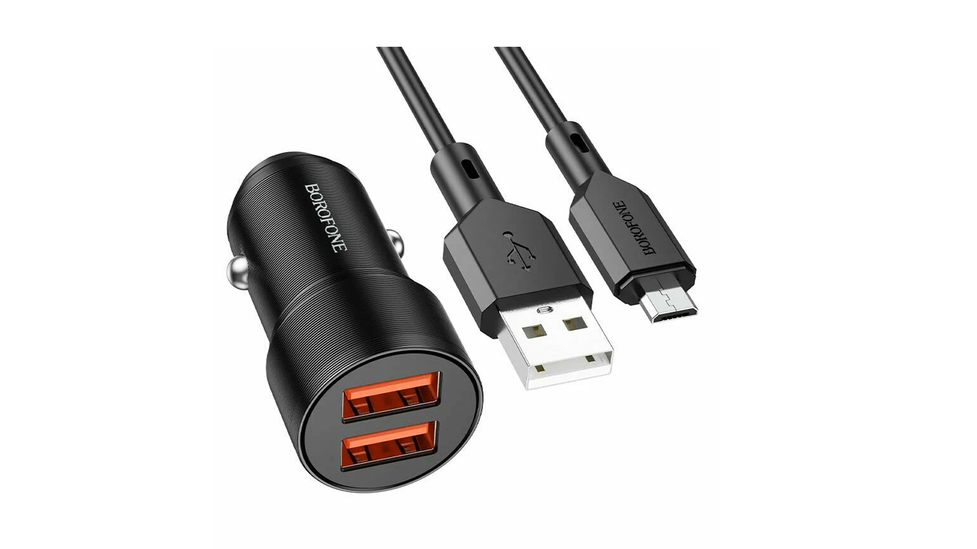 АЗУ BOROFONE BZ19/ кабель Lightning/ 2USB/ 2.4A/ Черный