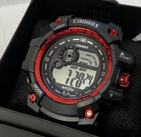 Часы lc502 наручные электронные SPORT черные с красным ободком