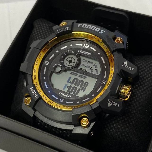 Часы lc501 наручные электронные SPORT черные с желтым ободком