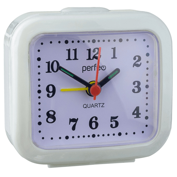 Perfeo Quartz часы-будильник "PF-TC-004", прямоугольные 8*7,5 см, белые
