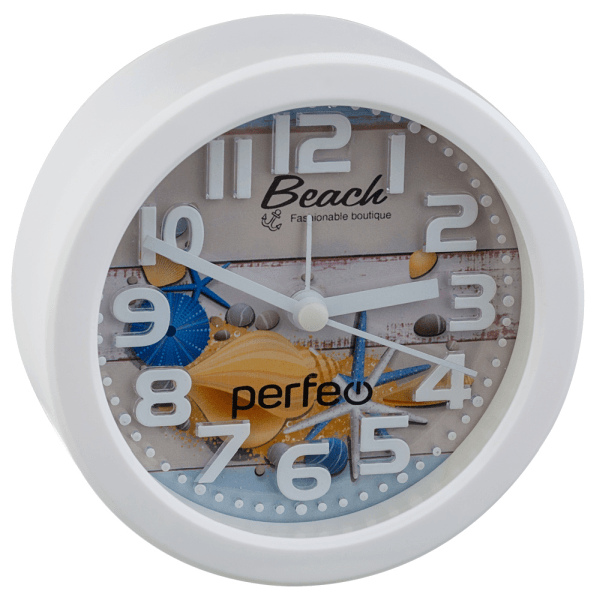 Perfeo Quartz часы-будильник "PF-TC-013", круглые диам. 10,5 см, ракушка