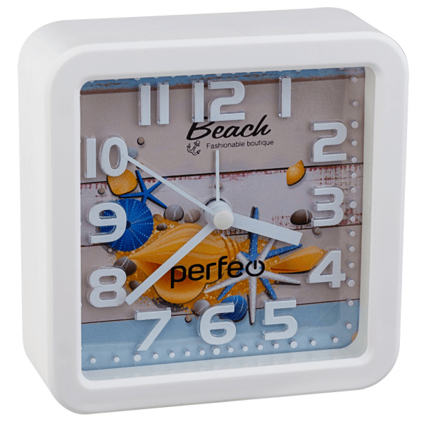 Perfeo Quartz часы-будильник "PF-TC-014", квадратные 10,5*10,5 см, ракушка