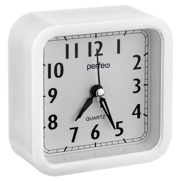 Perfeo Quartz часы-будильник "PF-TC-019", квадратные 10*10 см, белые