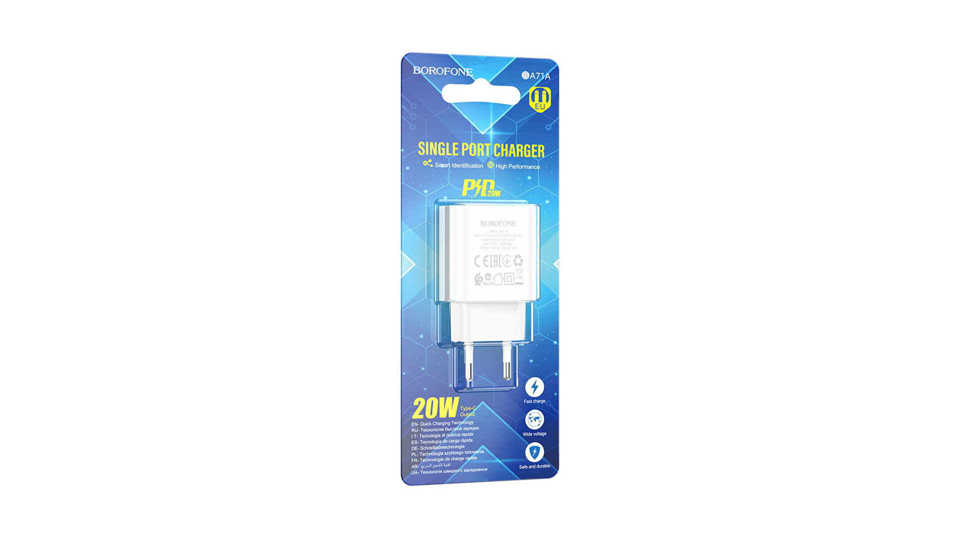 BOROFONE BA71A/ Сетевое ЗУ/ PD/ Выход: 20W/ Белый