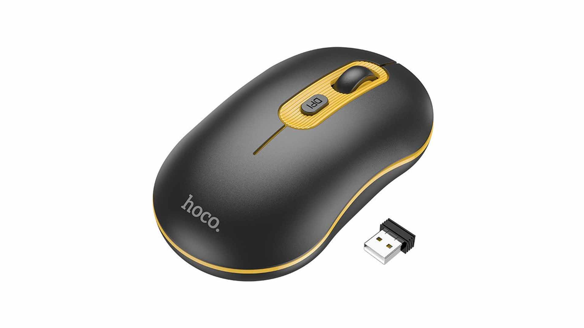 Мышь беспроводная HOCO GM21 Platinum 4 кн 1000-1600dpi Желто-черны