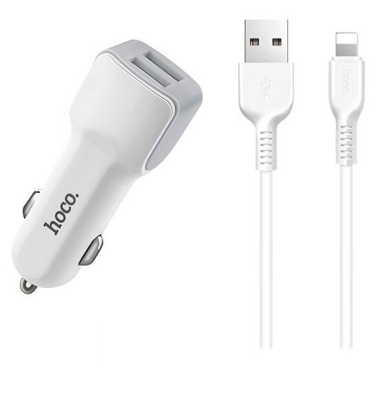 HOCO Z23/ кабель Lightning/ 2USB/ 2.4A/ Белый