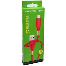 BOROFONE BX92/ USB кабель Type-C/ 1m/ 3A/ Нейлон/ Красный