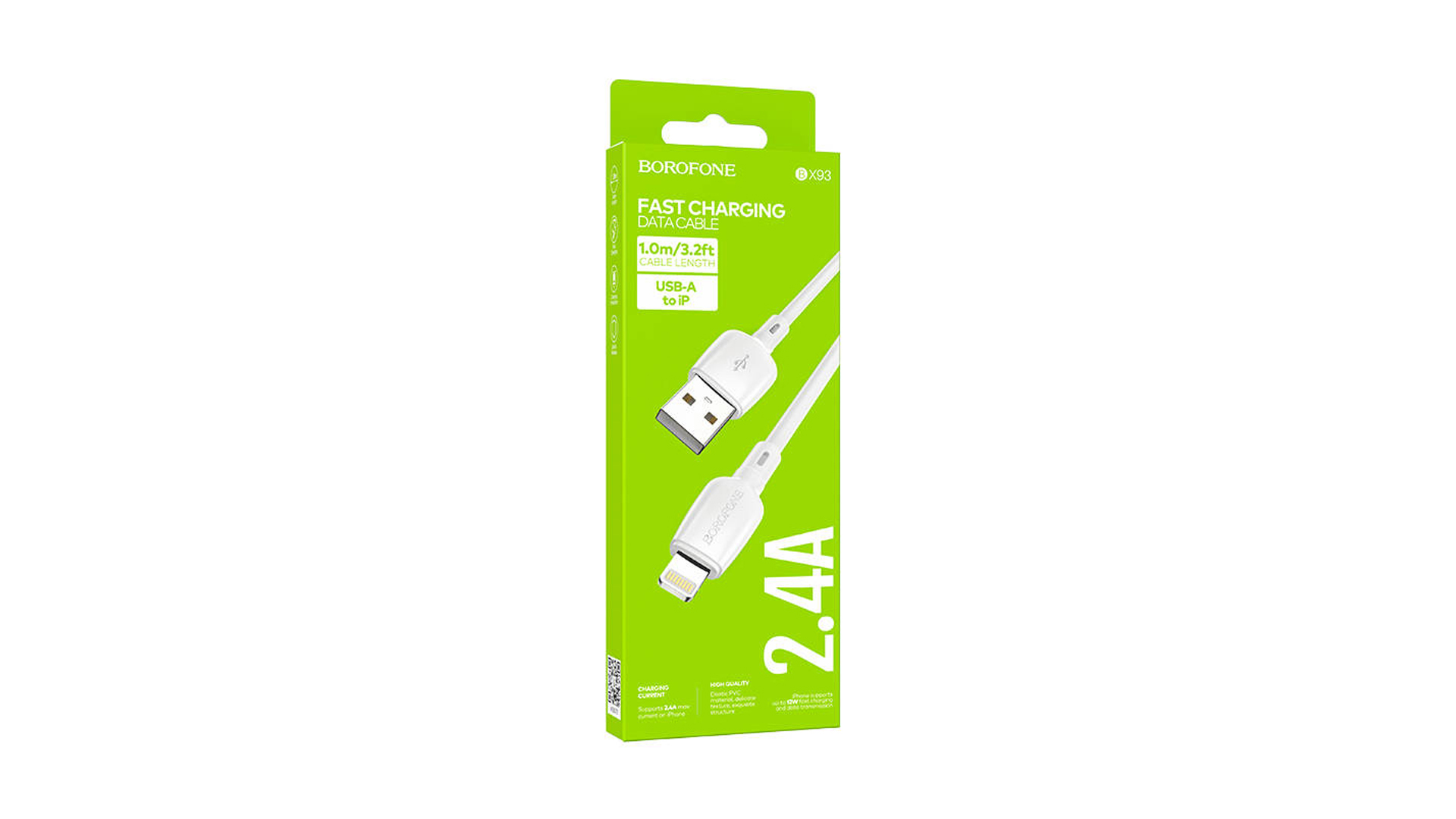 BOROFONE BX93/ USB - Lightning/ 1м/ 2.4A/ ПВХ/ Белый