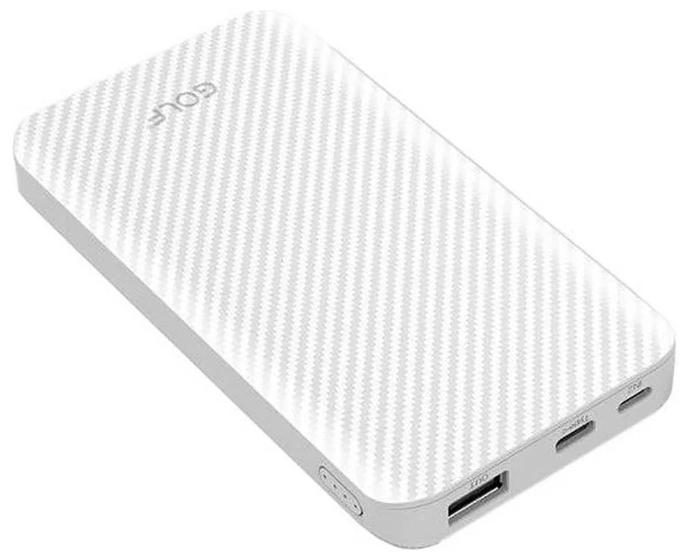 GOLF G34/ Powerbank 5000 mah + Кабель  /In Micro usb, Type-C, Lightning/Out USB 2.1A/ White