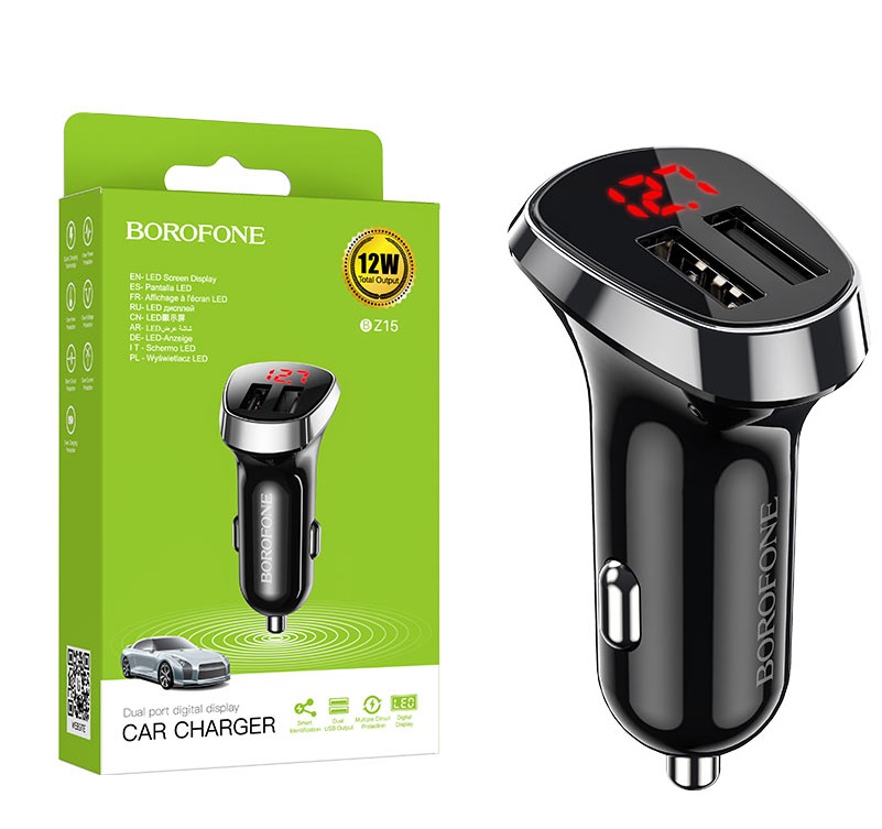 BOROFONE BZ15 2USB LED-дисплей 2,4А белый