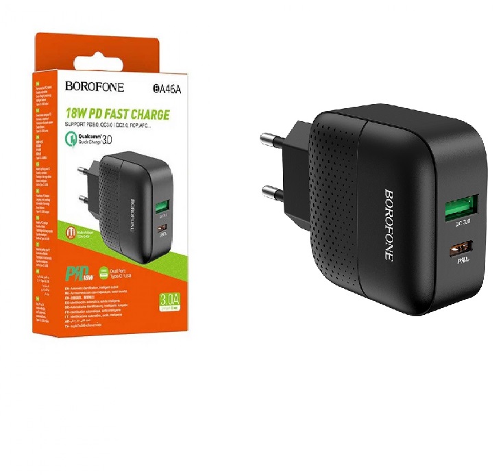 BOROFONE BA46A/ Сетевое ЗУ/ 1USB/ PD/ Выход: 20W/ Черный