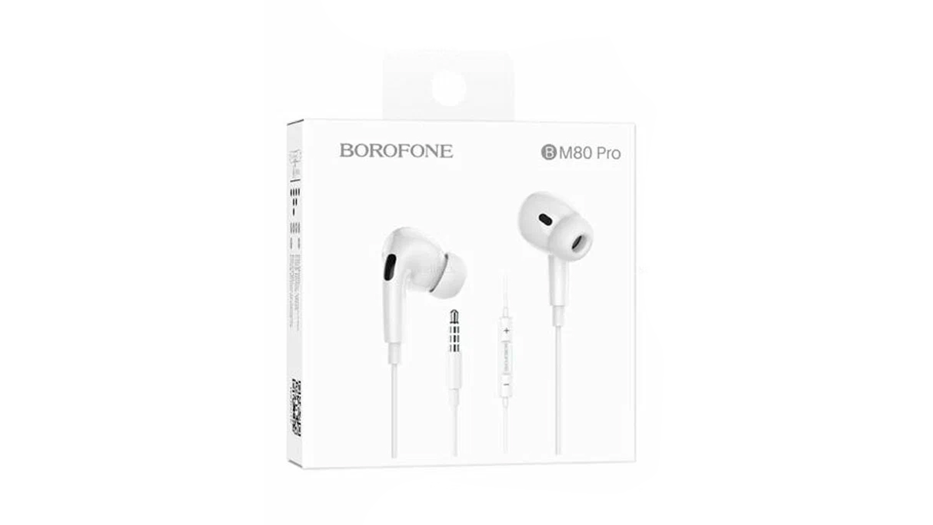 Наушники BOROFONE BM80 Pro/ Внутриканальные/ Регулировка громкости/ 1,2м/ Jack 3.5мм/ Белый