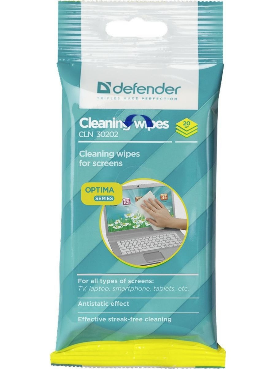 Defender Салфетки для экранов  CLN 30202 Optima 20шт белый