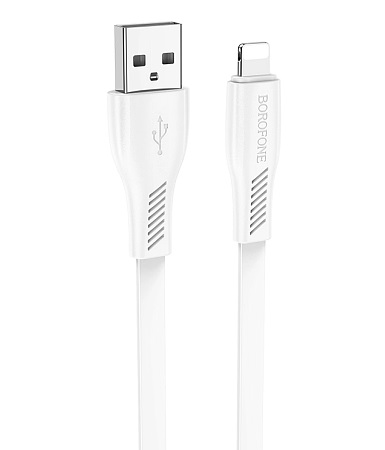 BOROFONE BX85/ USB - Lightning/ 1м/ 2.4A/ ПВХ/ Плоский/ Белый