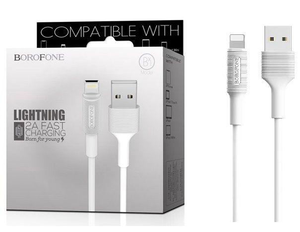 BOROFONE BX1/ USB - Lightning/ 1м/ 2.4A/ ПВХ/ Белый