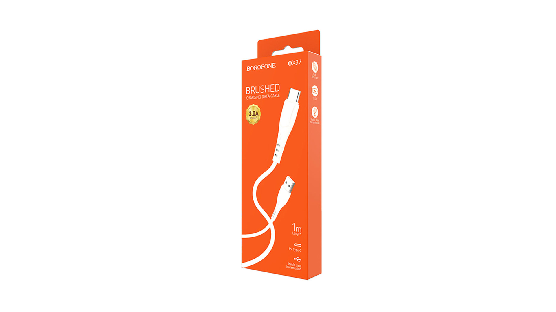 Кабель BOROFONE BX37/ USB - Type-C/ 1м/ 2.4A/ TPE/ Белый