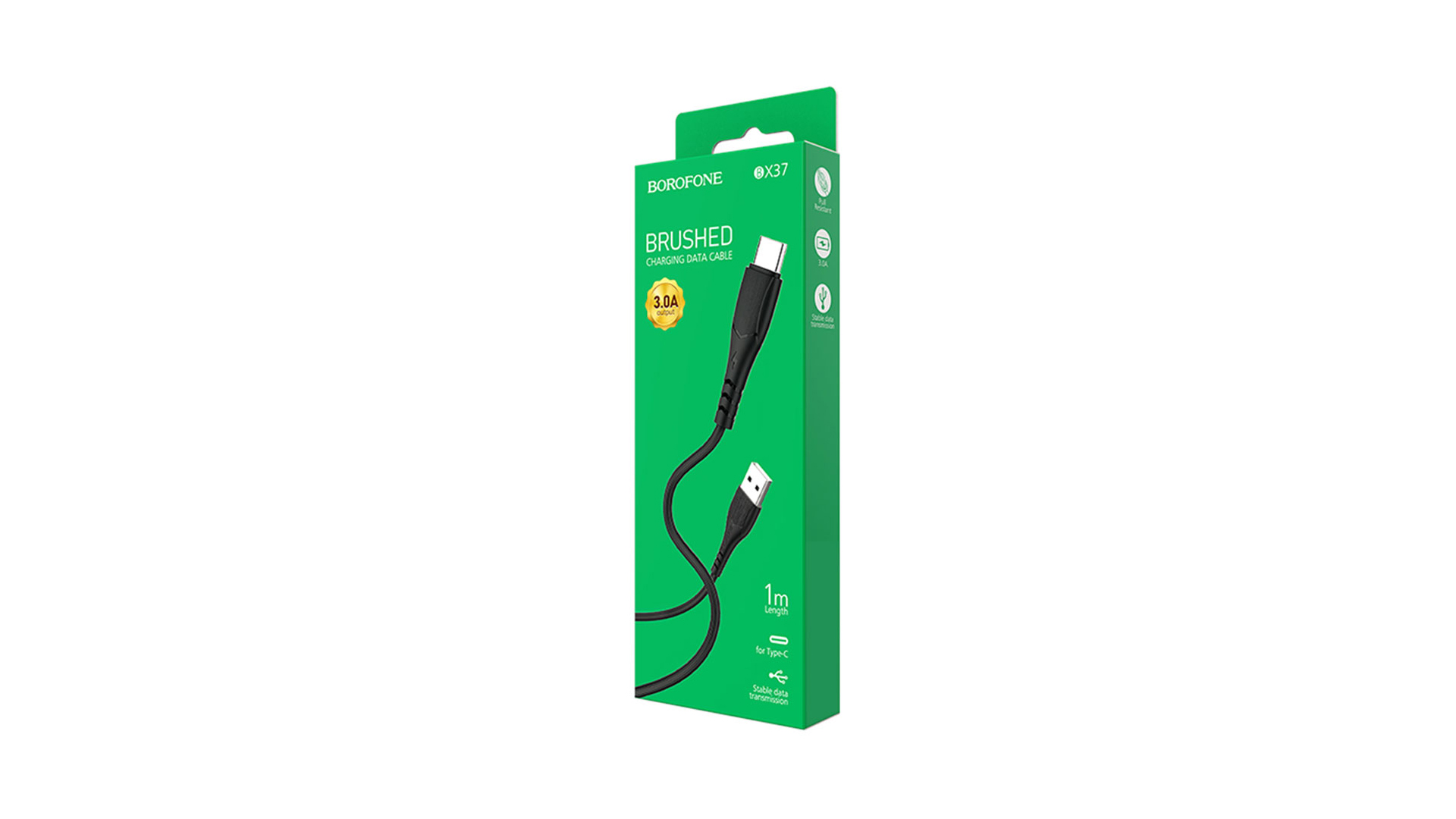 Кабель BOROFONE BX37/ USB - Type-C/ 1м/ 2.4A/ TPE/ Черный