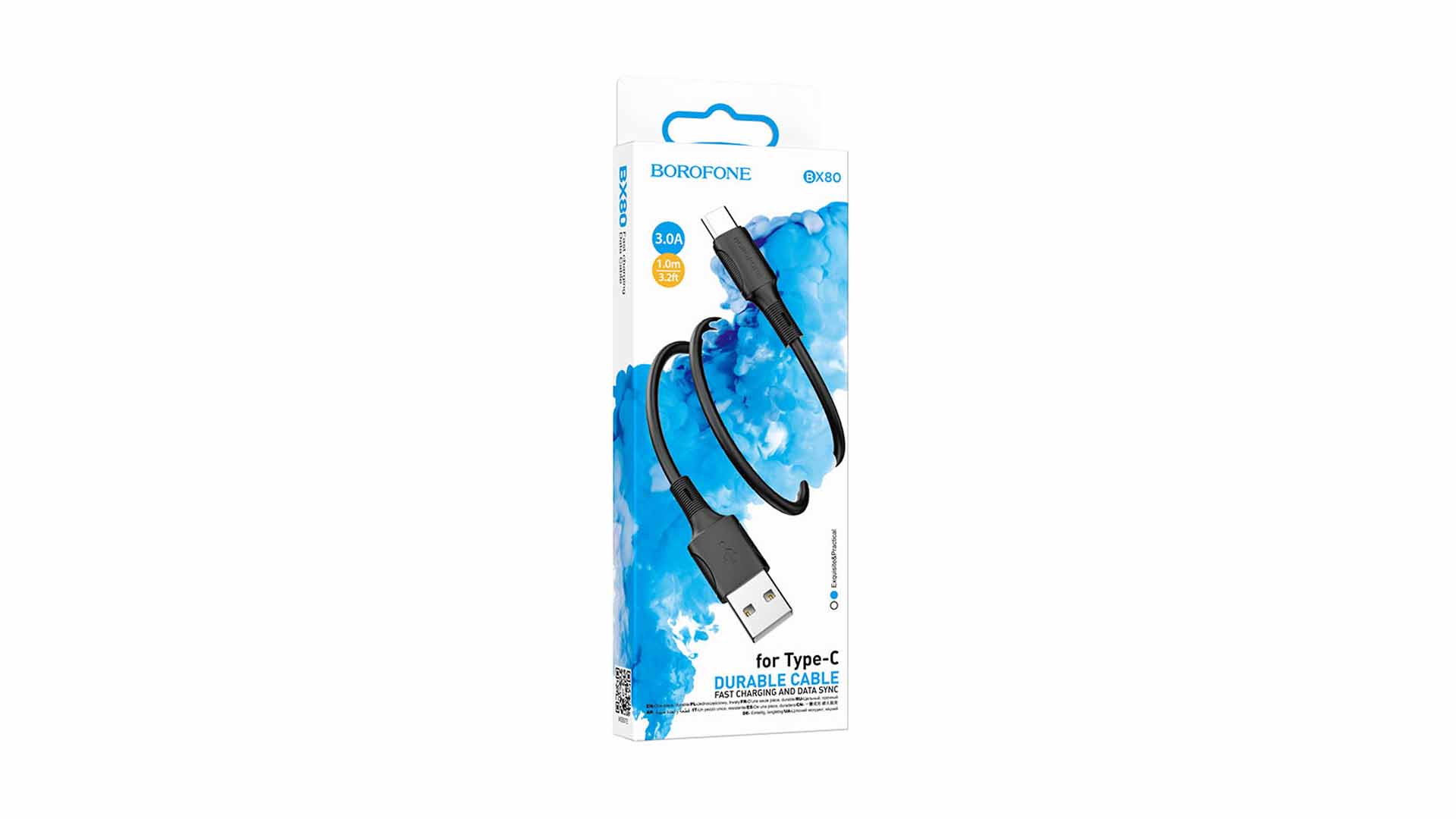 Кабель BOROFONE BX80/ USB - Type-C/ 1м/ 3A/ ПВХ/ Черный