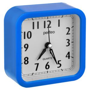 Perfeo Quartz часы-будильник "PF-TC-019", квадратные 10*10 см, синие