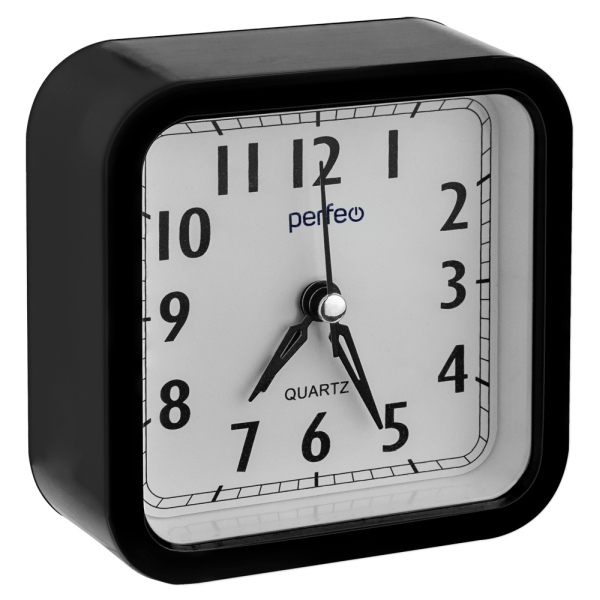 Perfeo Quartz часы-будильник "PF-TC-019", квадратные 10*10 см, чёрные