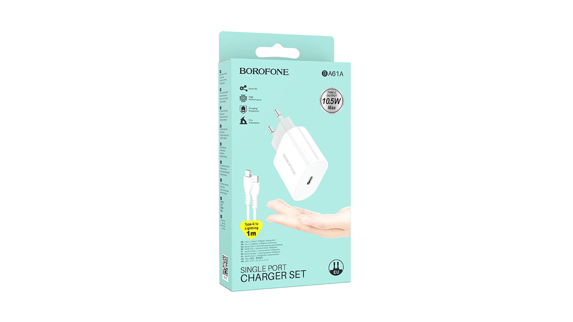 BOROFONE BA61A/ Сетевое ЗУ + Кабель Type-C--Lightning/ PD/ Выход: 10.5W/ Белый