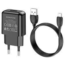 BOROFONE BA64A/ Сетевое ЗУ + Кабель Type-C 1m/ 1USB/ Выход: 12W/ 2.1A/ Черный