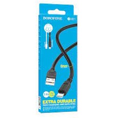 BOROFONE BX81 / USB кабель Type-C/ 1m/ 3A/ ПВХ/ Диаметр кабеля 6мм / Черный