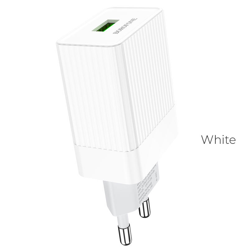 BOROFONE BA47A/ Сетевое ЗУ/ QC 3.0/ 1USB/ Выход: 5V_9V_12V, 18W/ 3A/ Белый