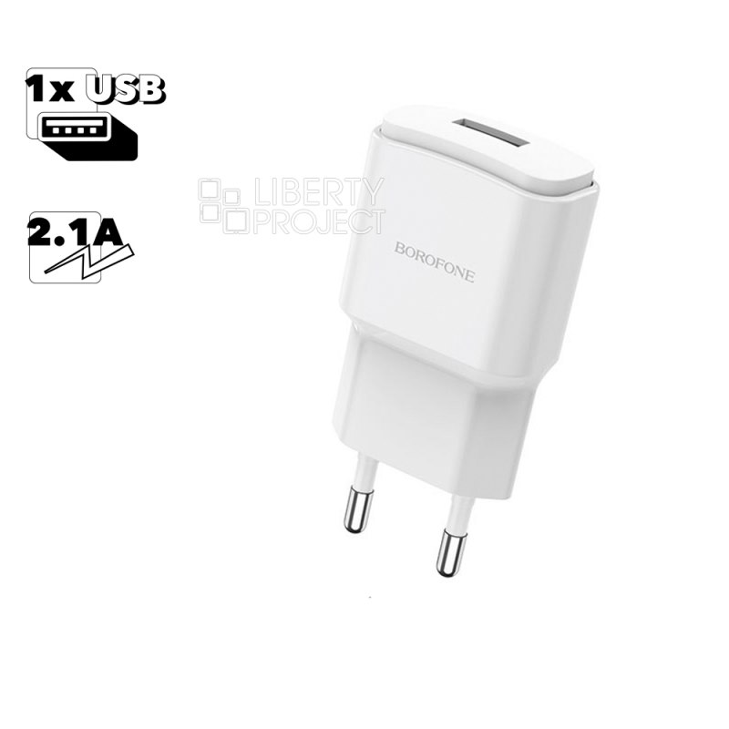 BOROFONE BA48A/ Сетевое ЗУ/ 1USB/ Выход: 10,5W/ 2,1A/ Белый