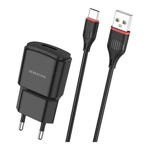 BOROFONE BA48A/ Сетевое ЗУ + Кабель Type-C 1m/ 1USB/ Выход: 10,5W/ 2.1A/ Черный