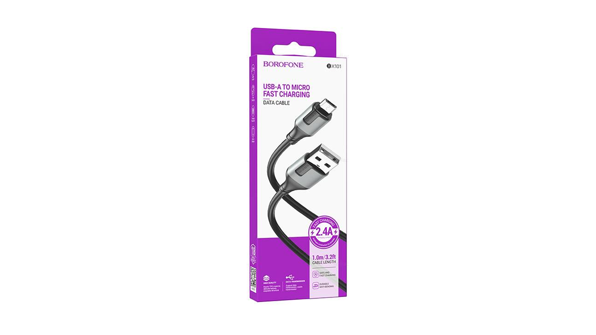 BOROFONE BX101/ USB - Micro/ 1м/ 2A/ ПВХ/ Черный