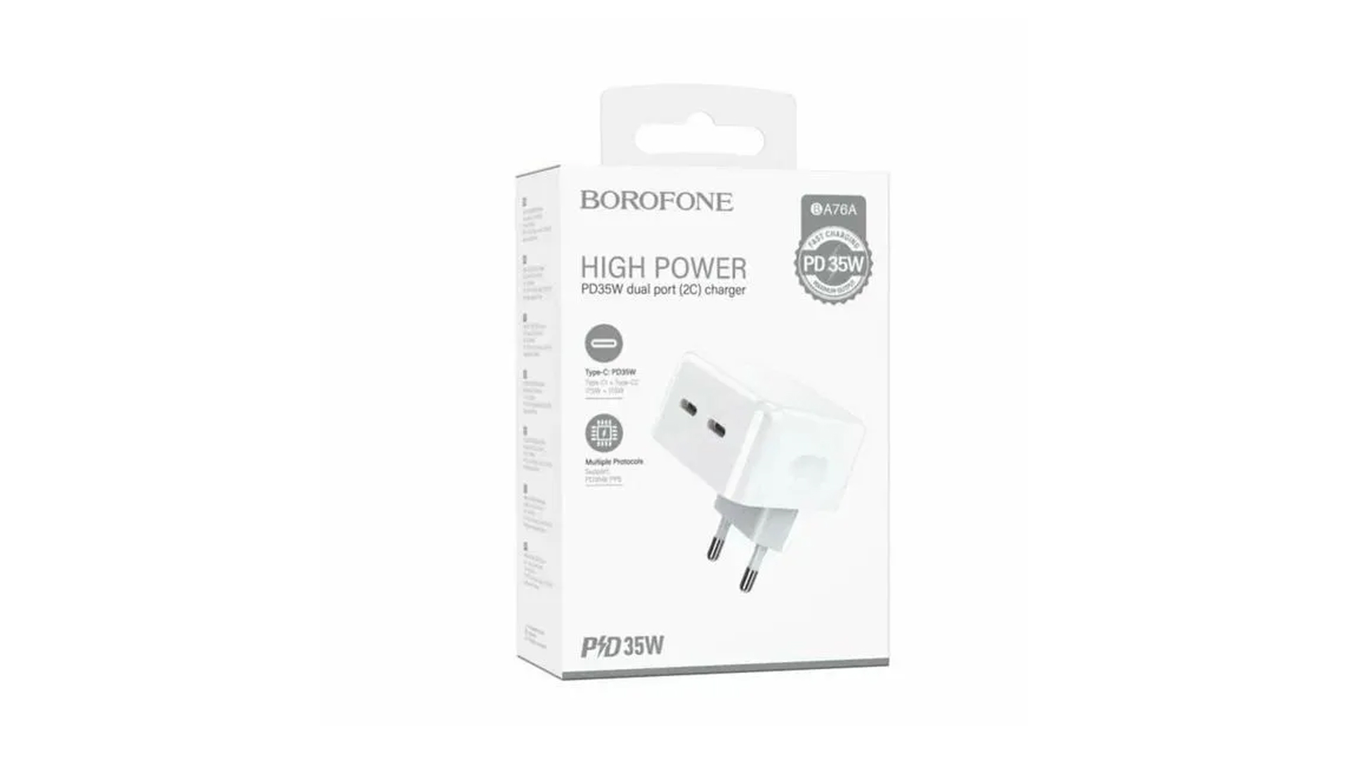 BOROFONE BA76A/ Сетевое ЗУ/ 2PD/ Выход: 35W/ Белый