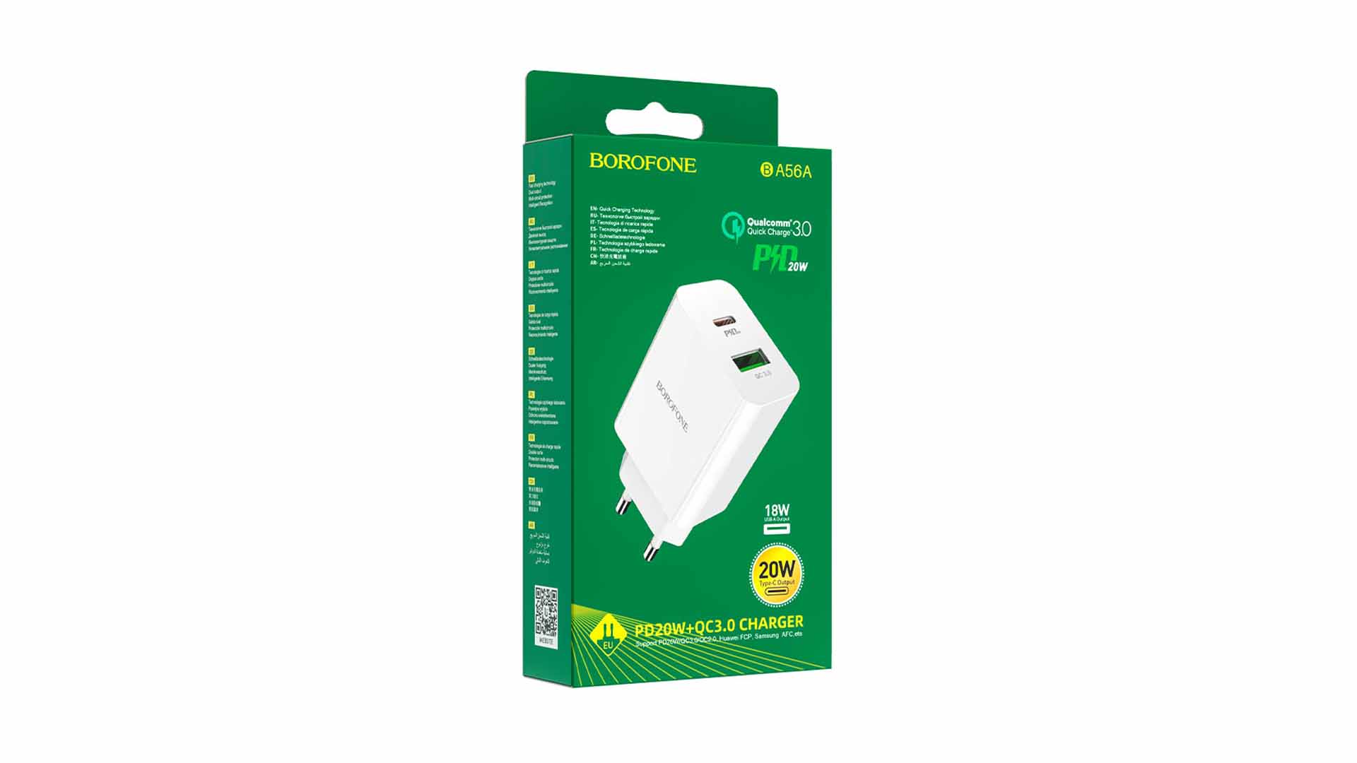 BOROFONE BA56A/ Сетевое ЗУ/ PD/ USB/ Выход: 20W+18W/ Белый