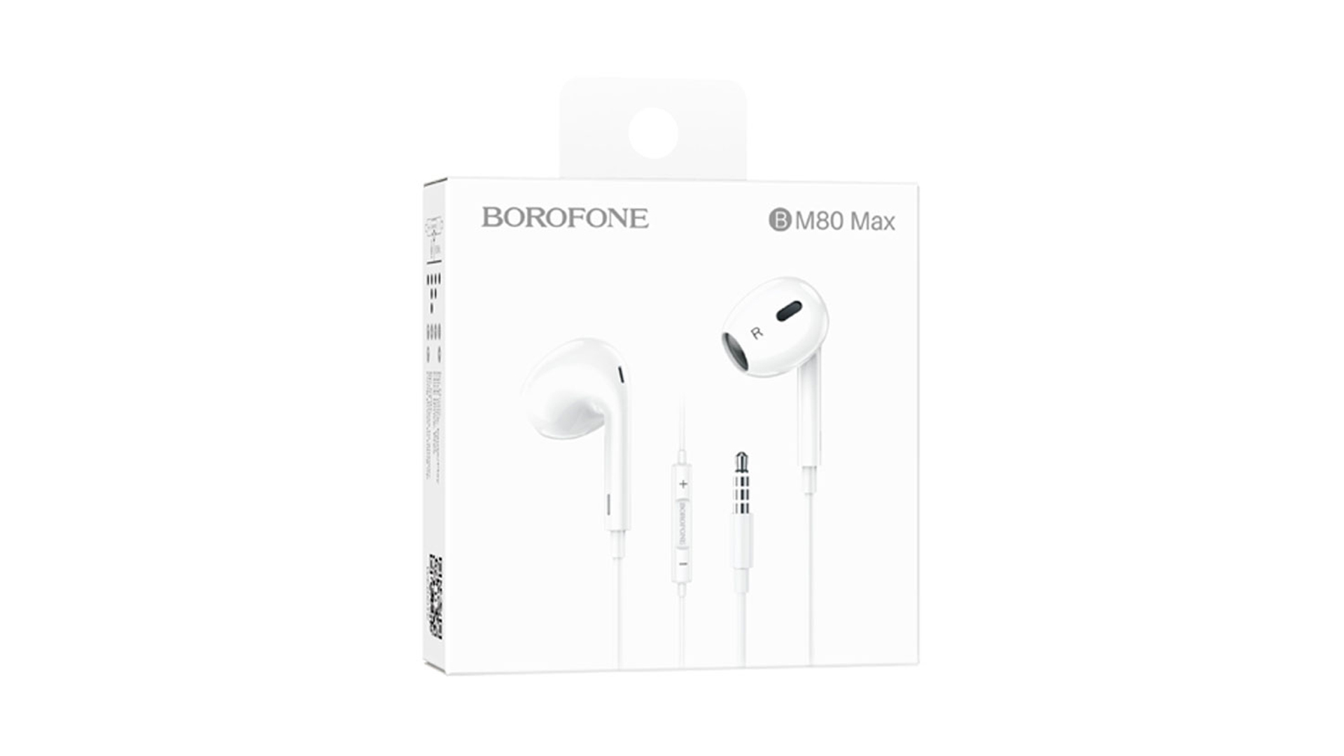 Наушники BOROFONE BM80 Max/ Вкладыши/ Регулировка громкости/ 1,2м/ Jack 3.5мм/ Белый