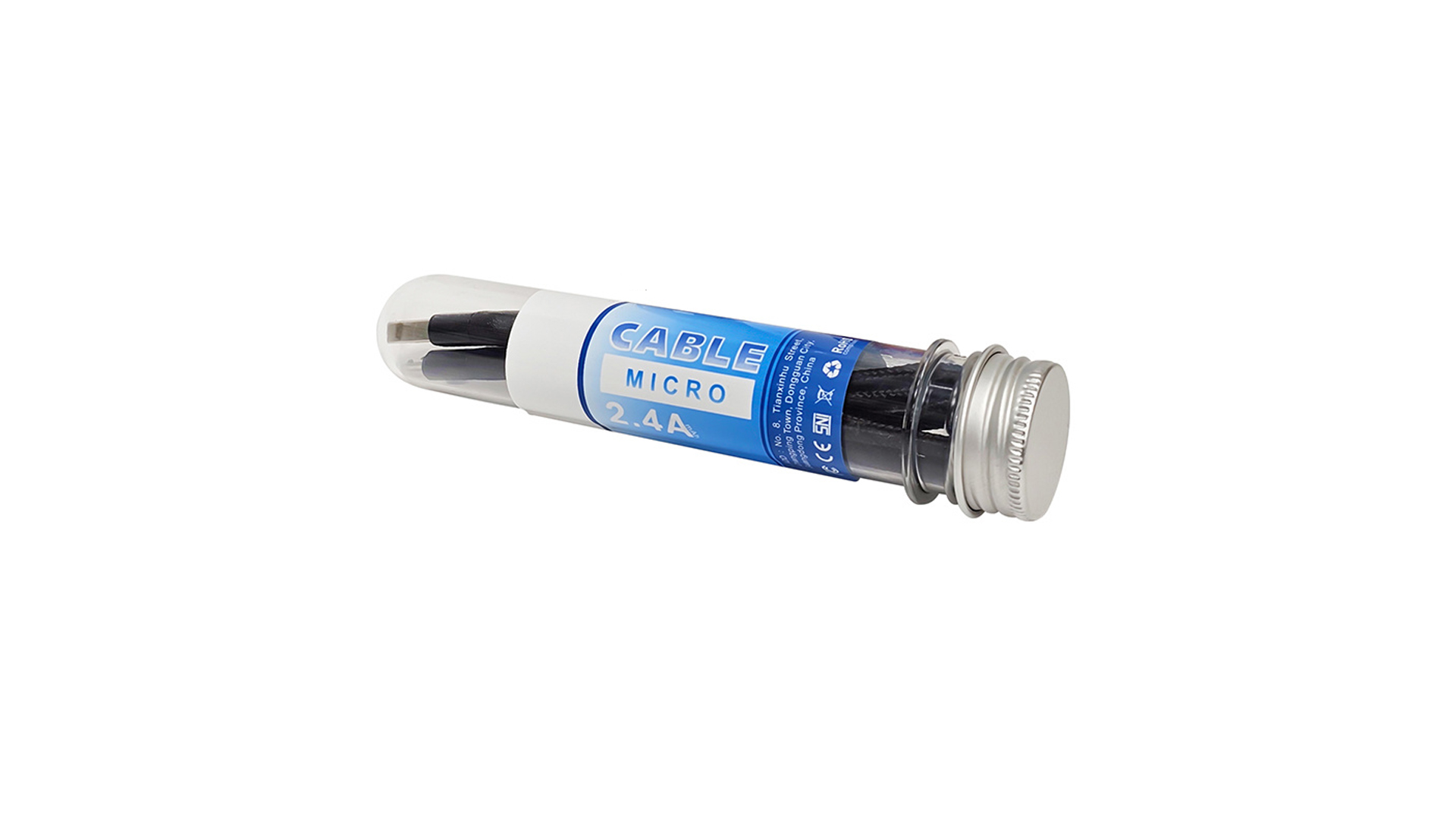 Кабель vDENMENv SD60/ USB - Micro/ 1м/ 2.4А/ ПВХ/ Пластиковая колба/ Черный
